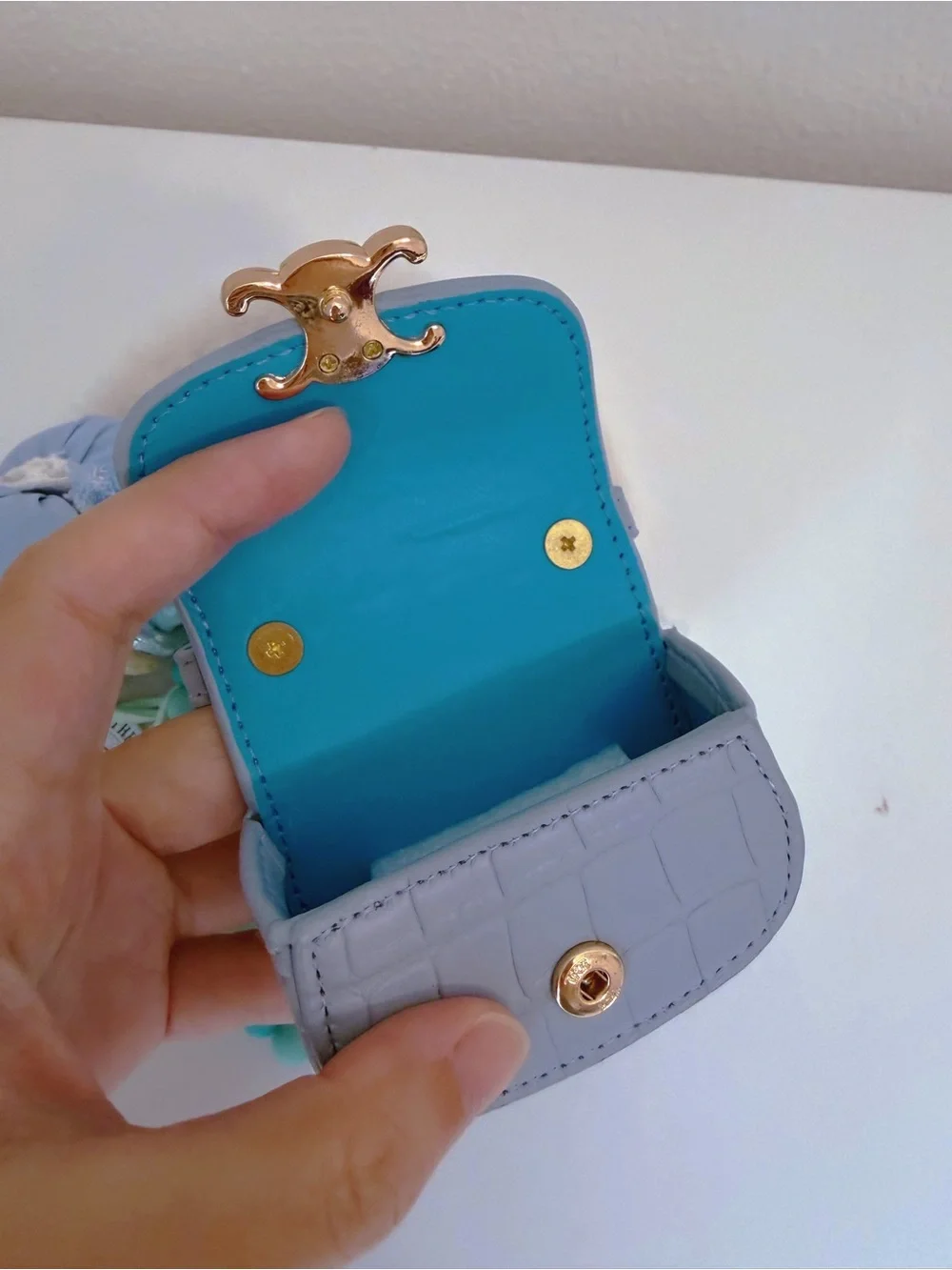 Blue DIY Bag Charm Set with Mini Croc Coin Pouch